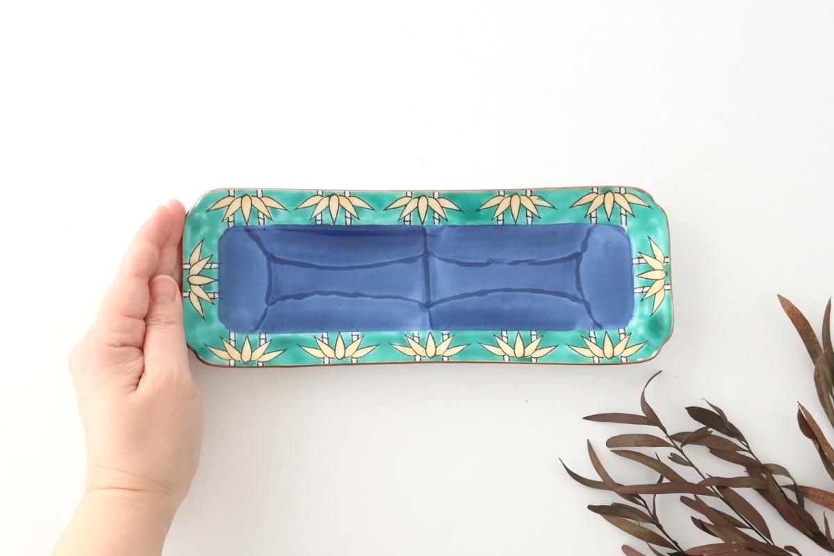 Rectangular Plate Green Bamboo Pattern | Sushi Plate Arita Ware