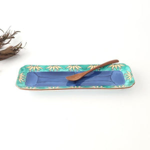 Rectangular Plate Green Bamboo Pattern | Sushi Plate Arita Ware