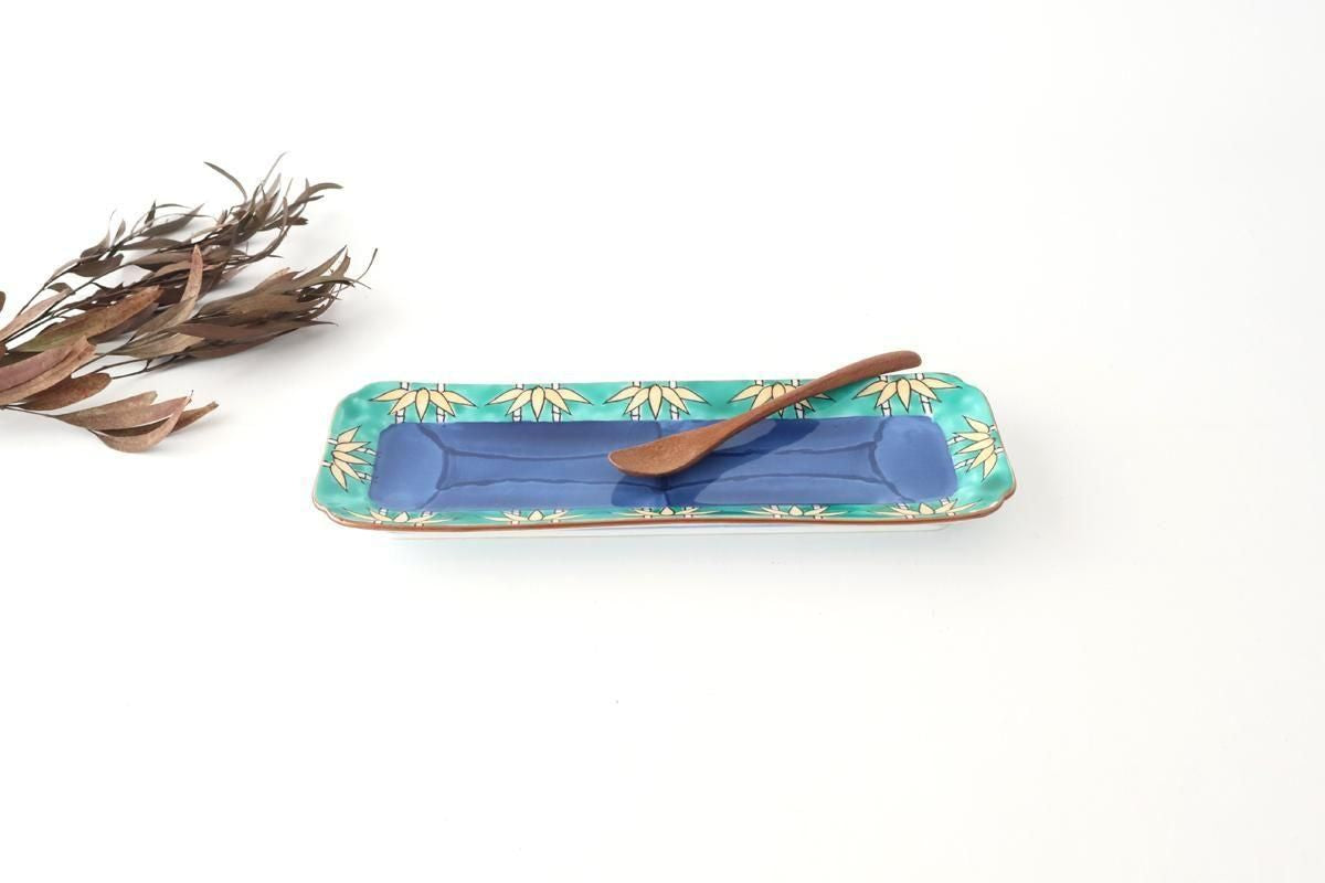 Rectangular Plate Green Bamboo Pattern | Sushi Plate Arita Ware