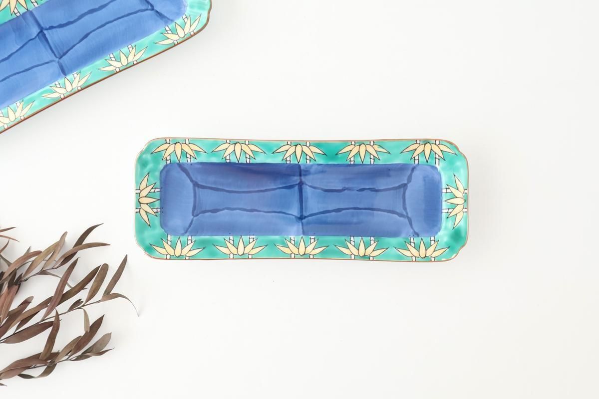 Rectangular Plate Green Bamboo Pattern | Sushi Plate Arita Ware
