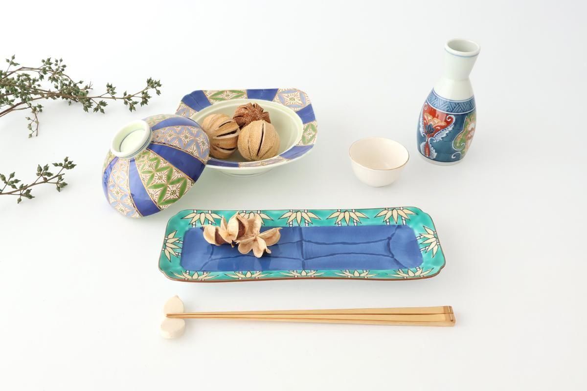 Rectangular Plate Green Bamboo Pattern | Sushi Plate Arita Ware