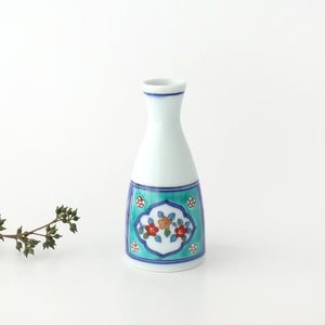 Sake Bottle Tokkuri Red Flower and Green Frame | Arita Ware