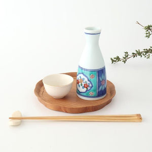 Sake Bottle Tokkuri Red Flower and Green Frame | Arita Ware