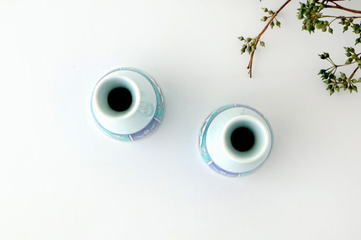 Sake Bottle Tokkuri Red Flower and Green Frame | Arita Ware