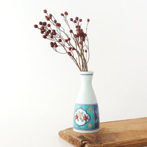 Sake Bottle Tokkuri Red Flower and Green Frame | Arita Ware