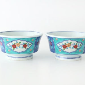 Donburi Bowl Red Flower and Green Frame | Arita Ware