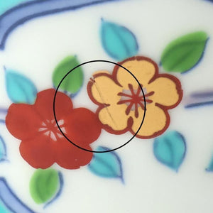 Donburi Bowl Red Flower and Green Frame | Arita Ware