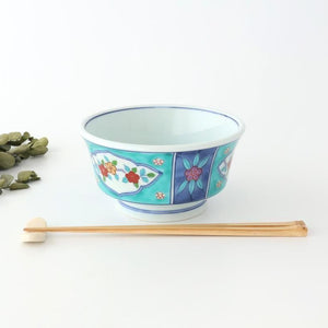 Donburi Bowl Red Flower and Green Frame | Arita Ware