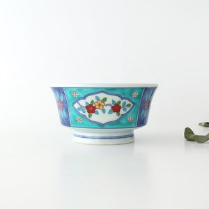Donburi Bowl Red Flower and Green Frame | Arita Ware