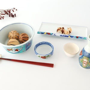 Donburi Bowl Red Flower and Green Frame | Arita Ware