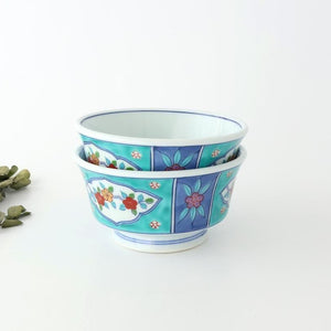 Donburi Bowl Red Flower and Green Frame | Arita Ware