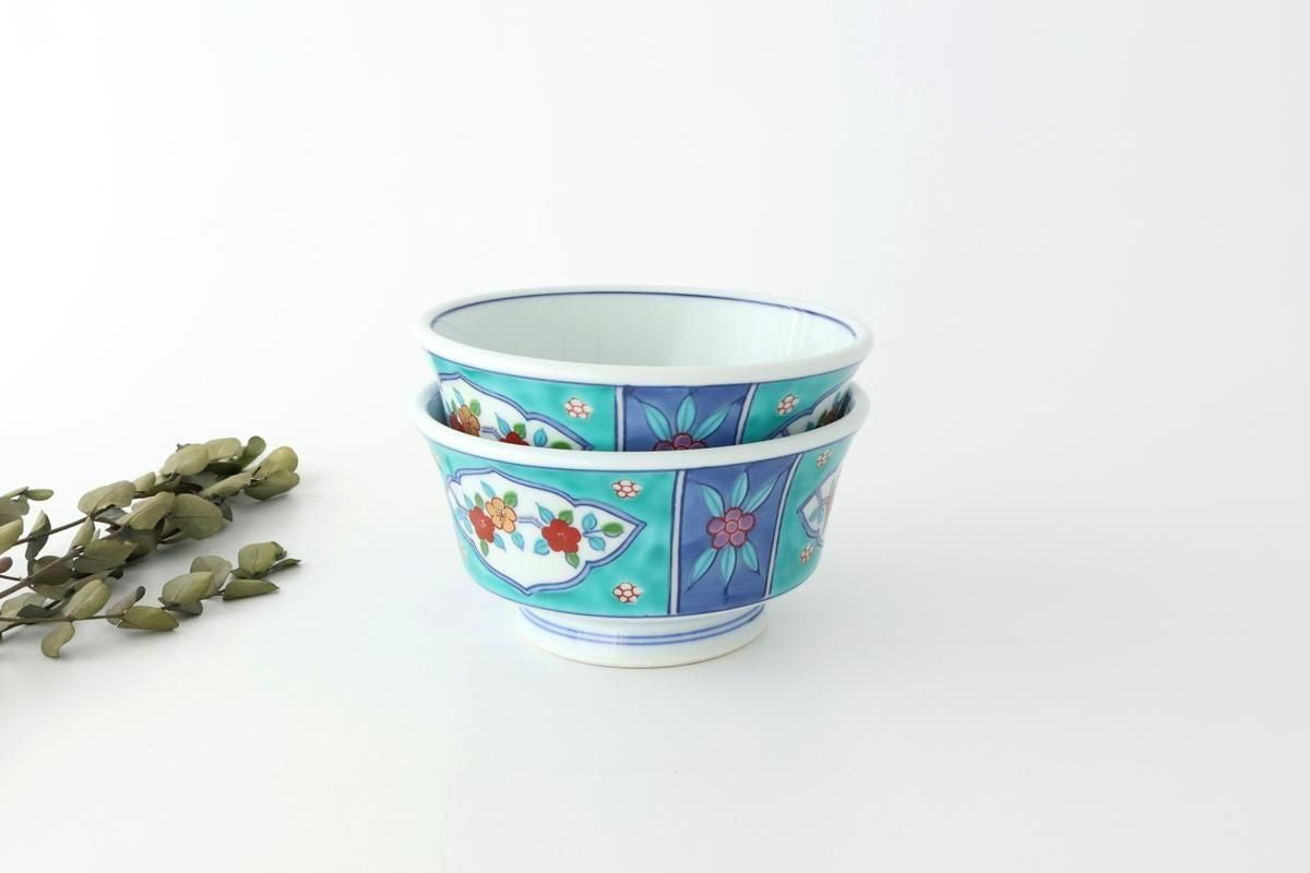 Donburi Bowl Red Flower and Green Frame | Arita Ware