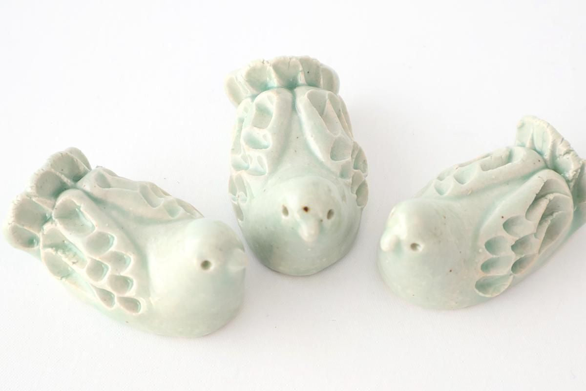 Chopstick Rest Bird Green | Hashioki Shigaraki Ware