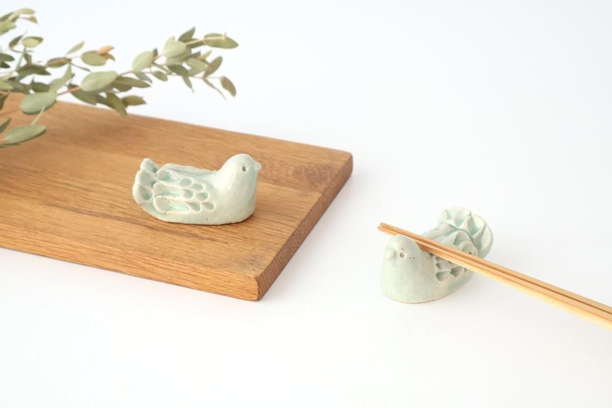 Chopstick Rest Bird Green | Hashioki Shigaraki Ware