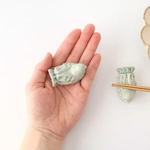 Chopstick Rest Bird Green | Hashioki Shigaraki Ware