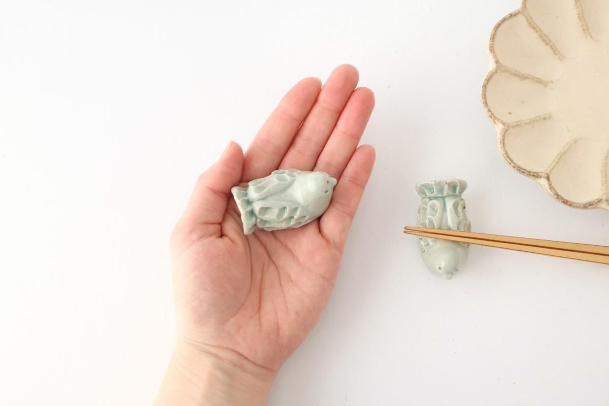 Chopstick Rest Bird Green | Hashioki Shigaraki Ware