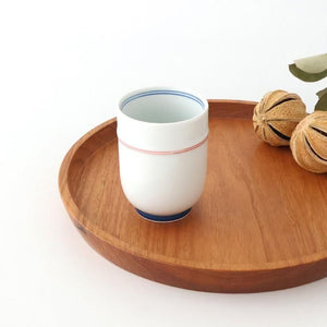 Japanese Cup Red Lines and Plum｜Yunomi Hasami Ware