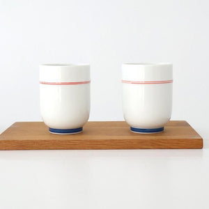 Japanese Cup Red Lines and Plum｜Yunomi Hasami Ware