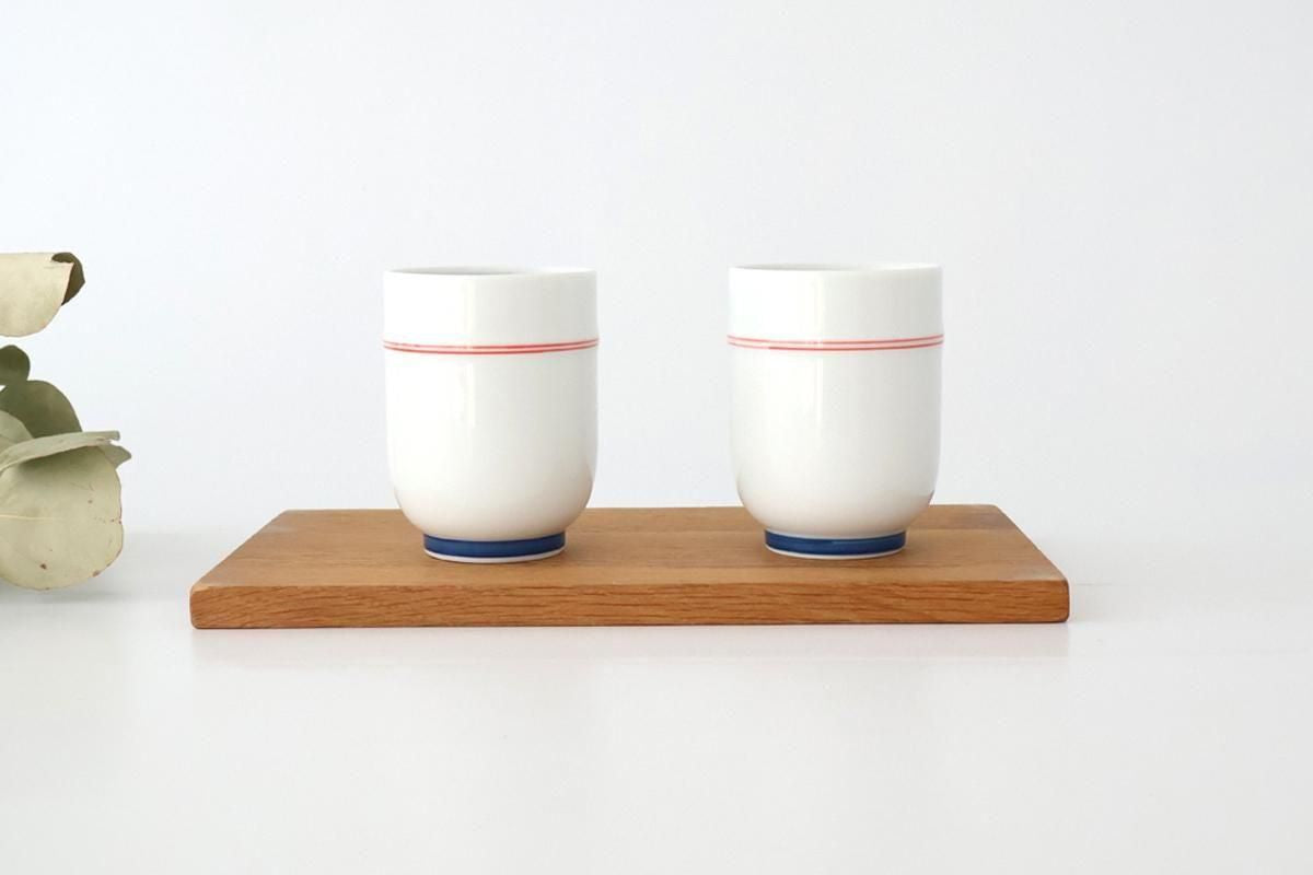 Japanese Cup Red Lines and Plum｜Yunomi Hasami Ware