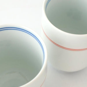 Japanese Cup Red Lines and Plum｜Yunomi Hasami Ware