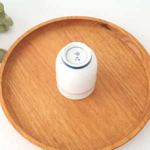 Japanese Cup Red Lines and Plum｜Yunomi Hasami Ware