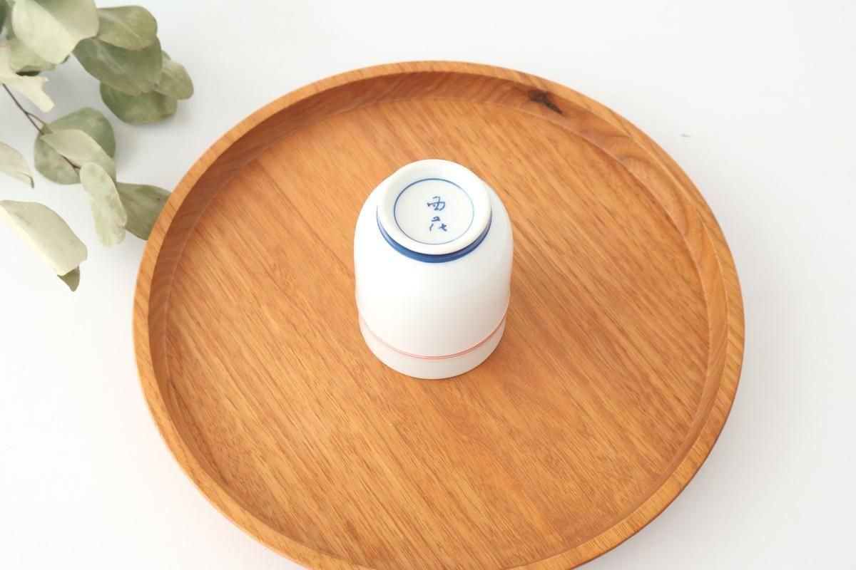 Japanese Cup Red Lines and Plum｜Yunomi Hasami Ware