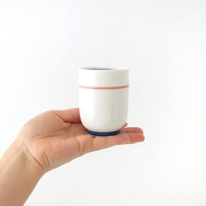 Japanese Cup Red Lines and Plum｜Yunomi Hasami Ware