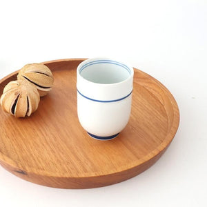 Japanese Cup Blue Lines and Plum｜Yunomi Hasami Ware