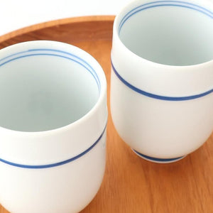 Japanese Cup Blue Lines and Plum｜Yunomi Hasami Ware