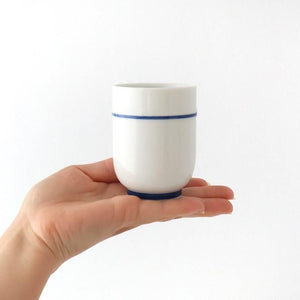 Japanese Cup Blue Lines and Plum｜Yunomi Hasami Ware