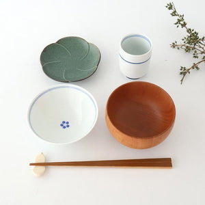 Japanese Cup Blue Lines and Plum｜Yunomi Hasami Ware