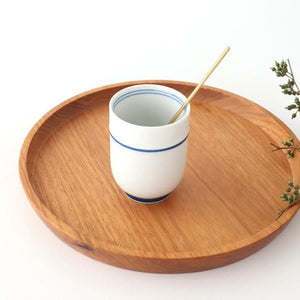 Japanese Cup Blue Lines and Plum｜Yunomi Hasami Ware