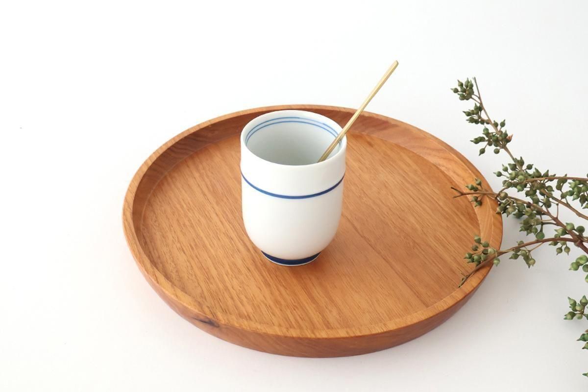 Japanese Cup Blue Lines and Plum｜Yunomi Hasami Ware