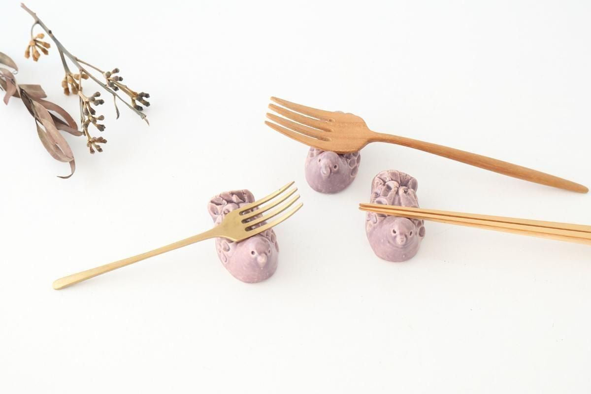 Chopstick Rest Bird Purple | Hashioki Shigaraki Ware