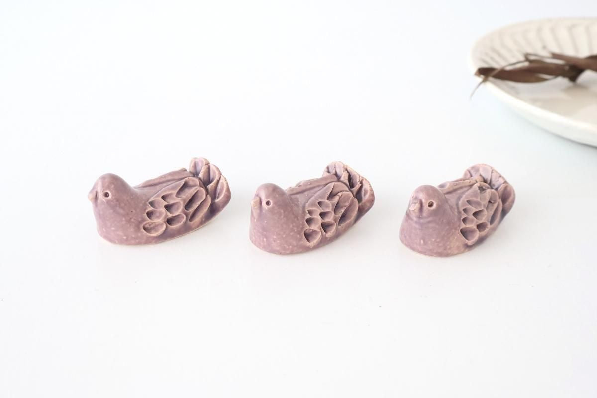 Chopstick Rest Bird Purple | Hashioki Shigaraki Ware