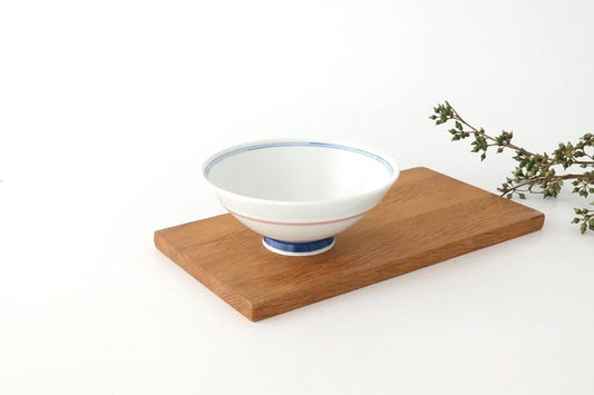 Rice Bowl Red Lines and Plum｜Hasami Ware