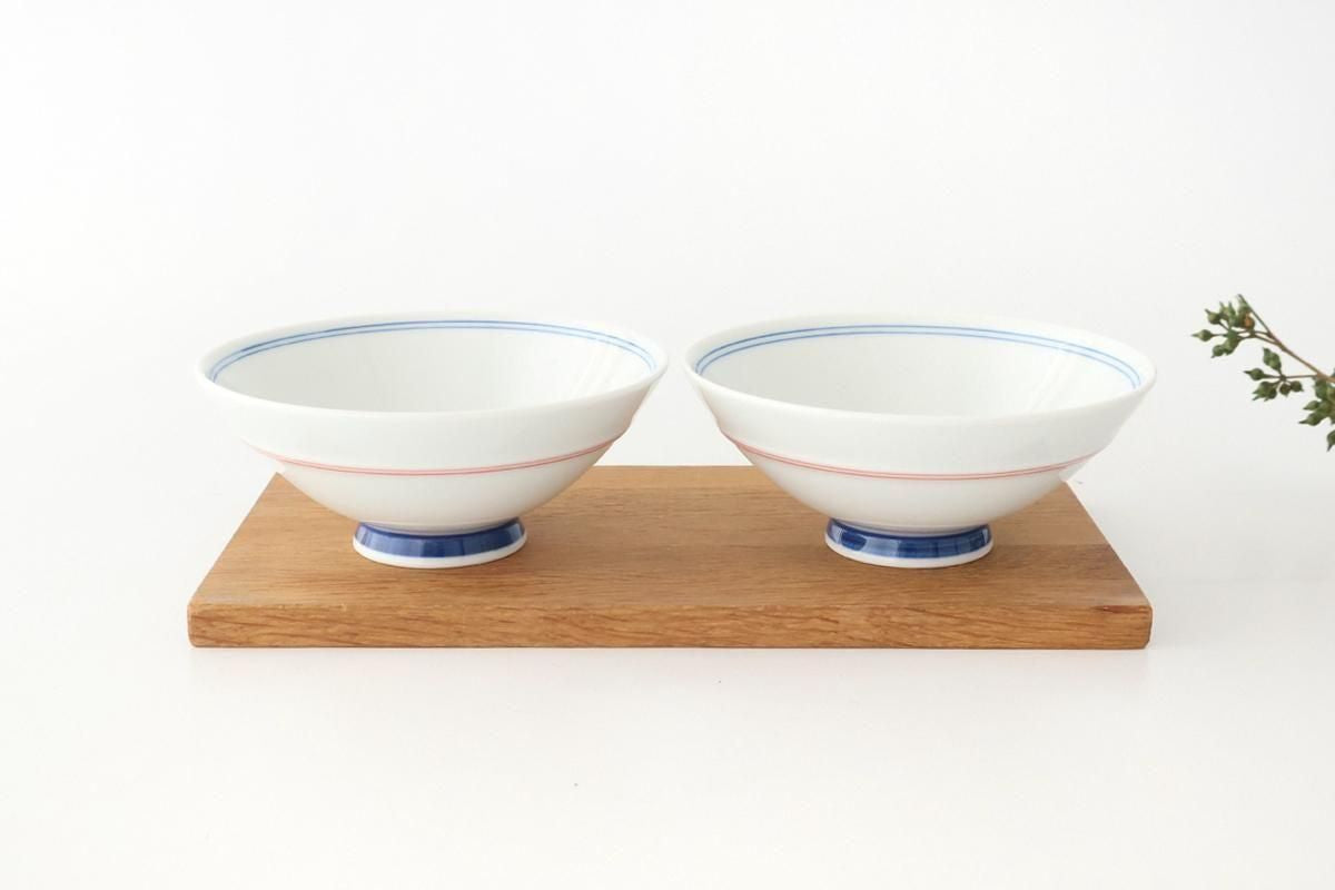 Rice Bowl Red Lines and Plum｜Hasami Ware