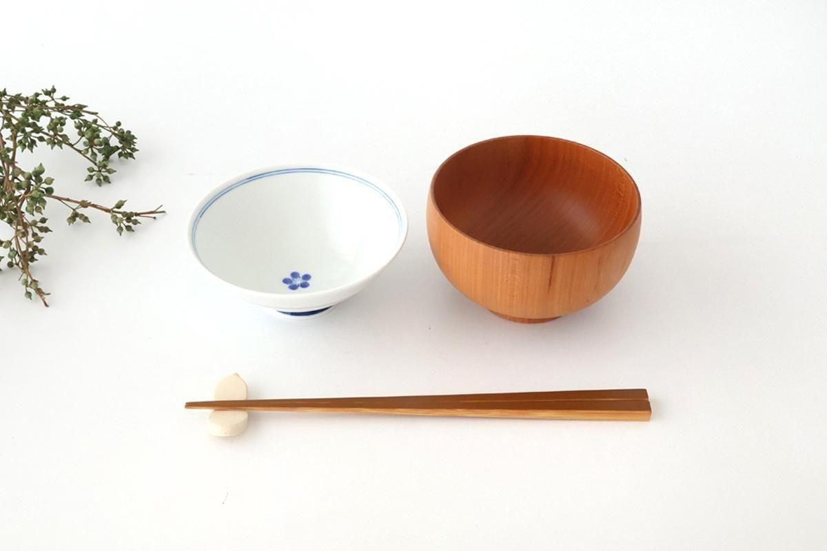 Rice Bowl Red Lines and Plum｜Hasami Ware
