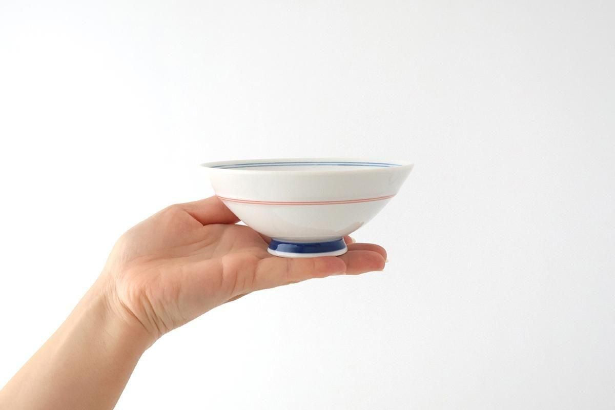 Rice Bowl Red Lines and Plum｜Hasami Ware