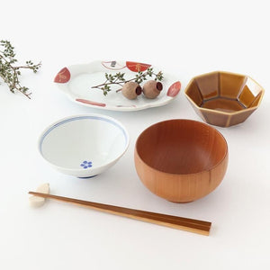 Rice Bowl Red Lines and Plum｜Hasami Ware