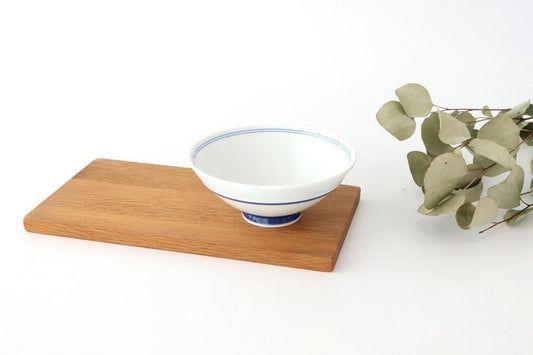 Rice Bowl Blue Lines and Plum｜Hasami Ware