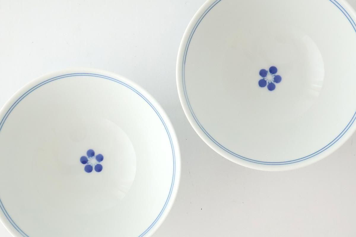 Rice Bowl Blue Lines and Plum｜Hasami Ware