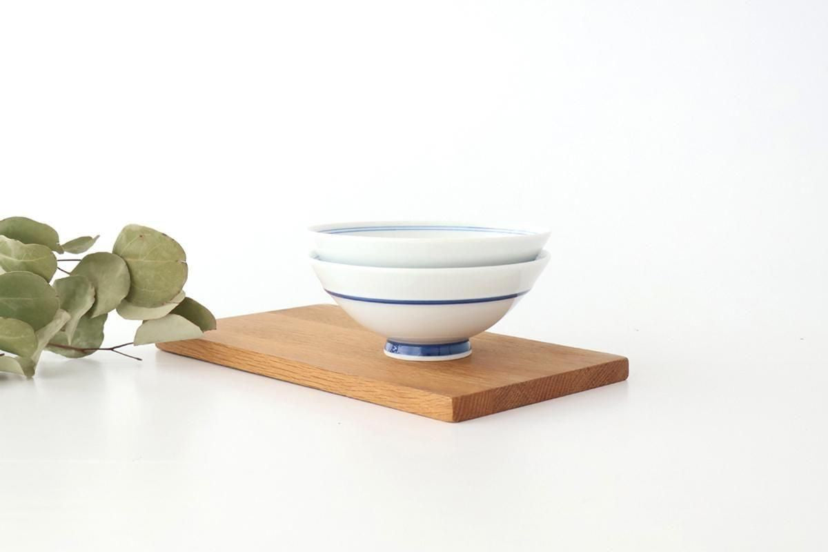 Rice Bowl Blue Lines and Plum｜Hasami Ware
