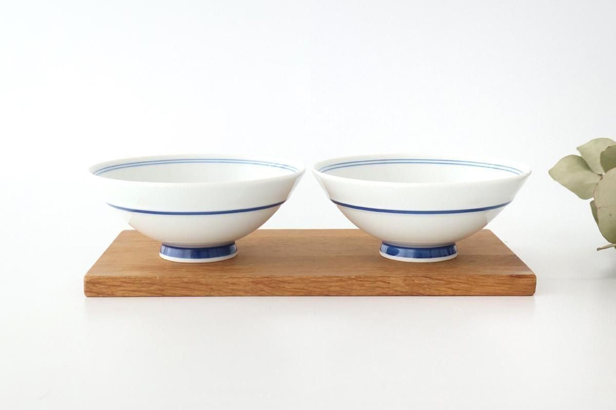 Rice Bowl Blue Lines and Plum｜Hasami Ware