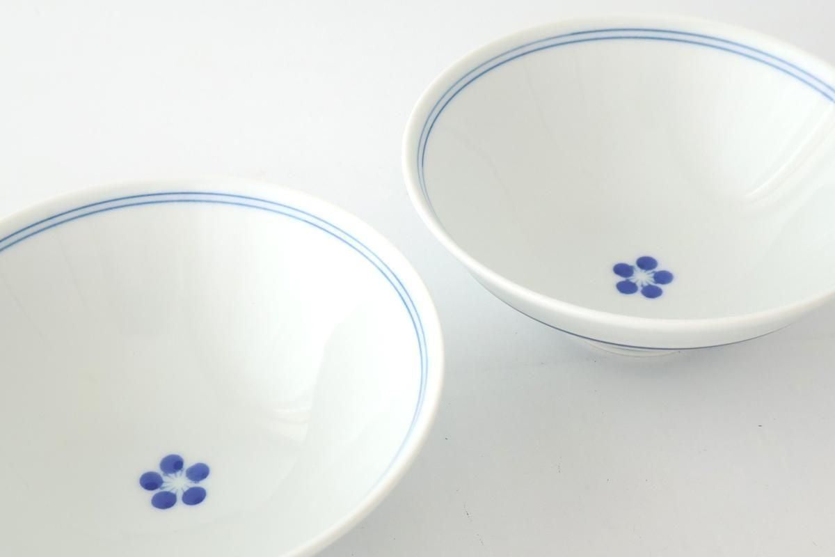 Rice Bowl Blue Lines and Plum｜Hasami Ware