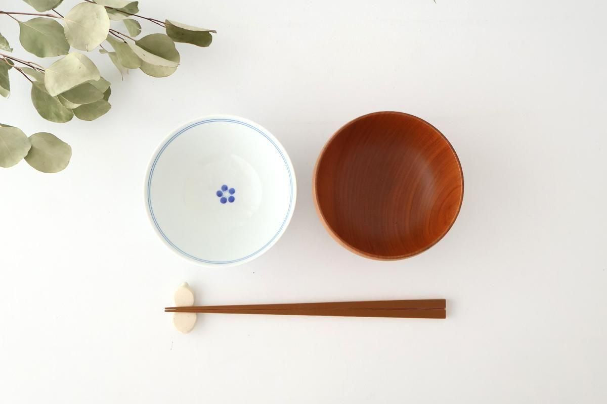 Rice Bowl Blue Lines and Plum｜Hasami Ware