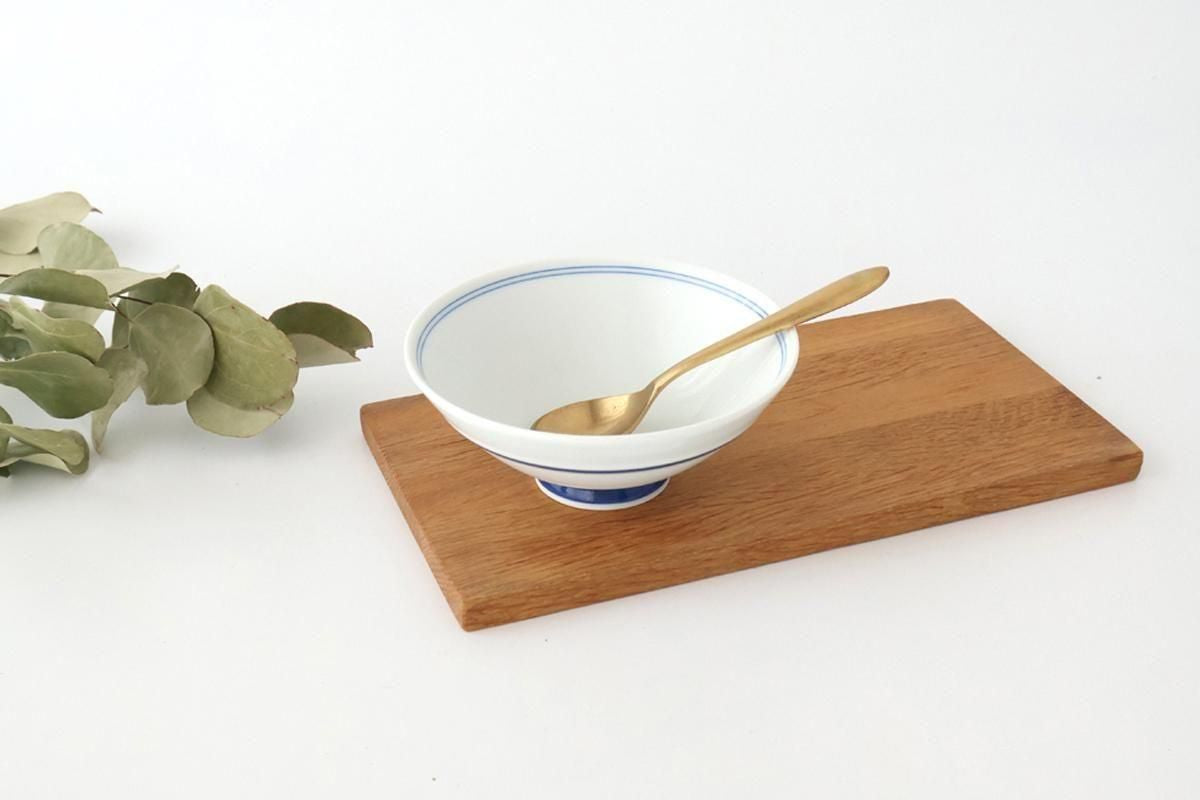 Rice Bowl Blue Lines and Plum｜Hasami Ware
