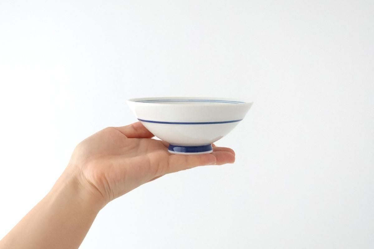Rice Bowl Blue Lines and Plum｜Hasami Ware