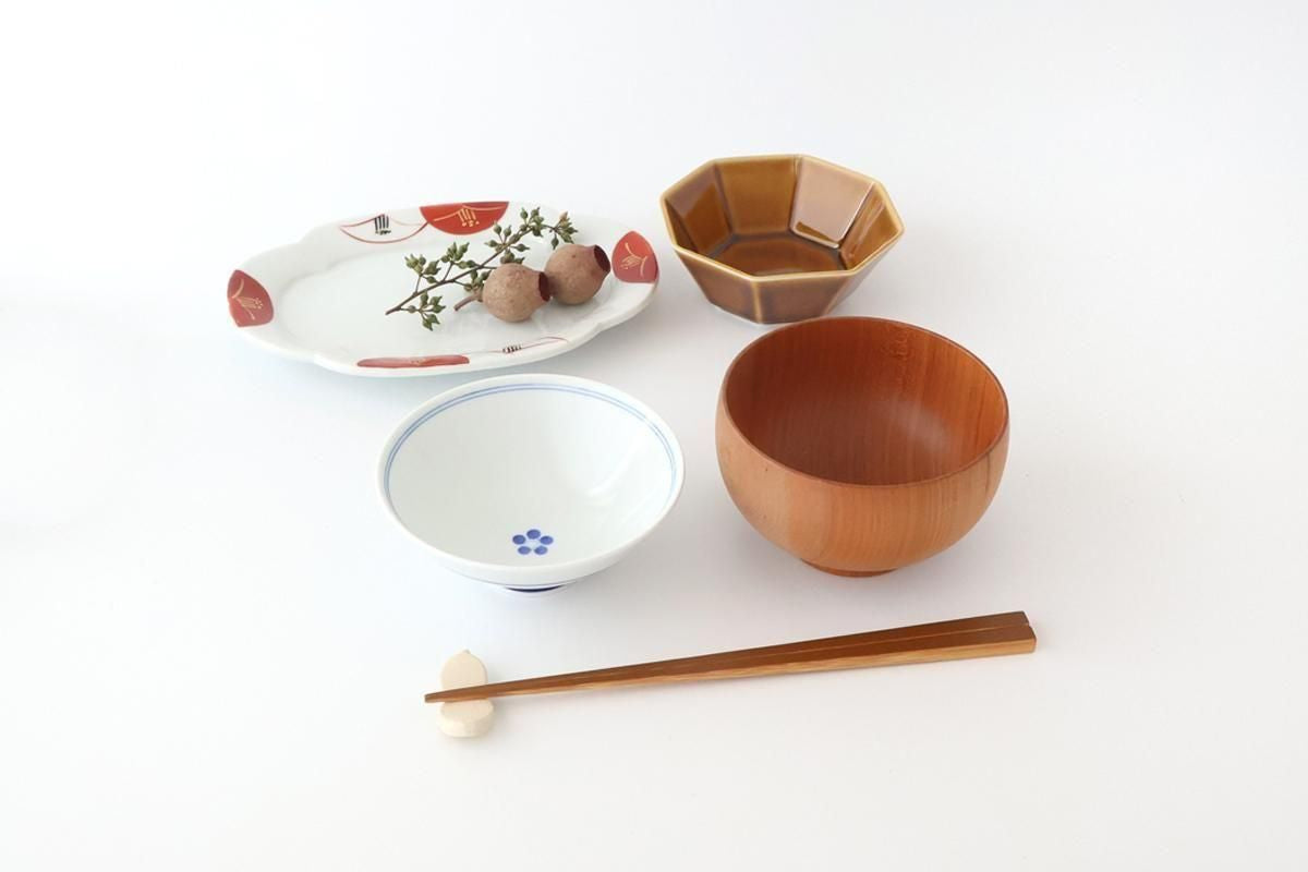 Rice Bowl Blue Lines and Plum｜Hasami Ware