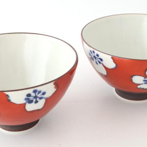 Rice Bowl Plum Pattern Red Small｜Hasami Ware